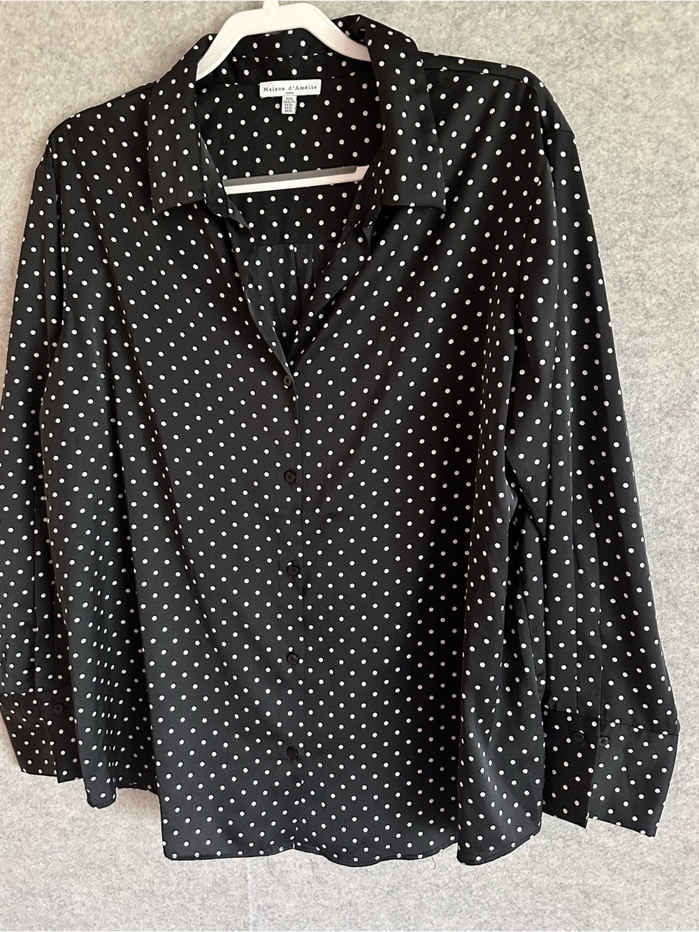 Maison d’Amelie Paris Button-Down Shirt with White Polka Dots